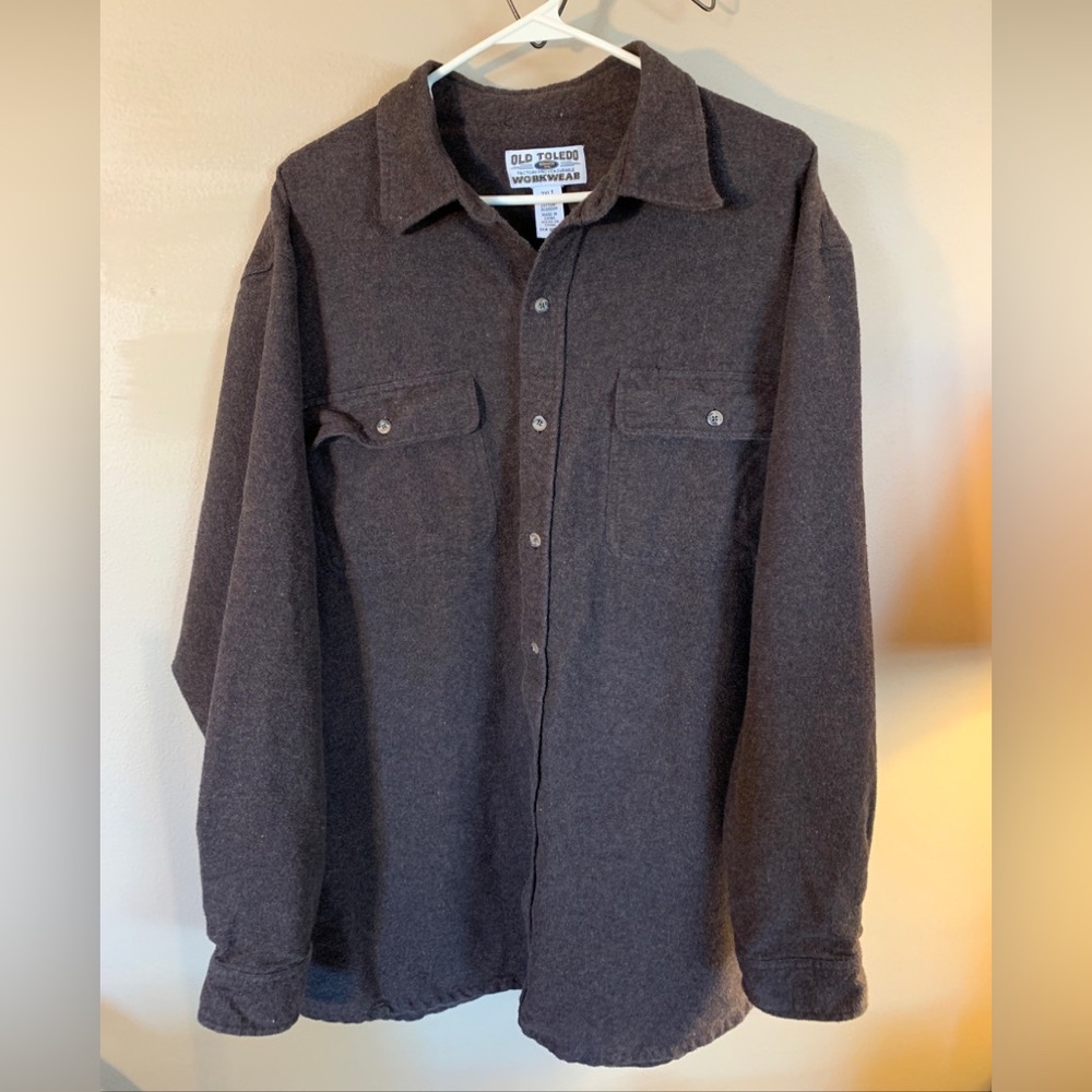 Men’s 2XLT OLD TOLEDO Brown Button Up Cotton Flannel Workwear Shirt